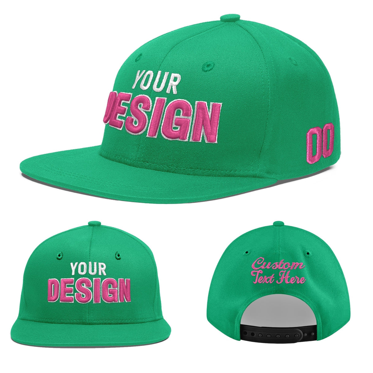 Custom Aqua 3D Puff Embroidery Flat Embroidery Casual Sport Baseball Cap