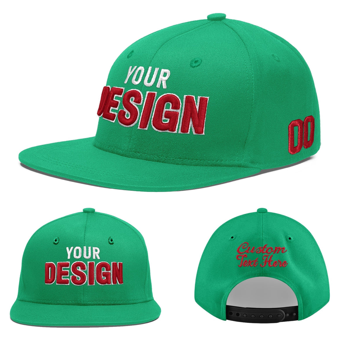 Custom Aqua 3D Puff Embroidery Flat Embroidery Casual Sport Baseball Cap