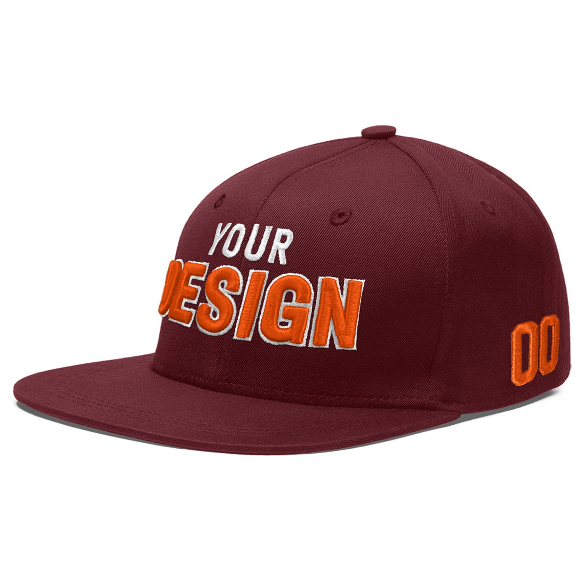 Custom Maroon 3D Puff Embroidery Flat Embroidery Casual Sport Baseball Cap