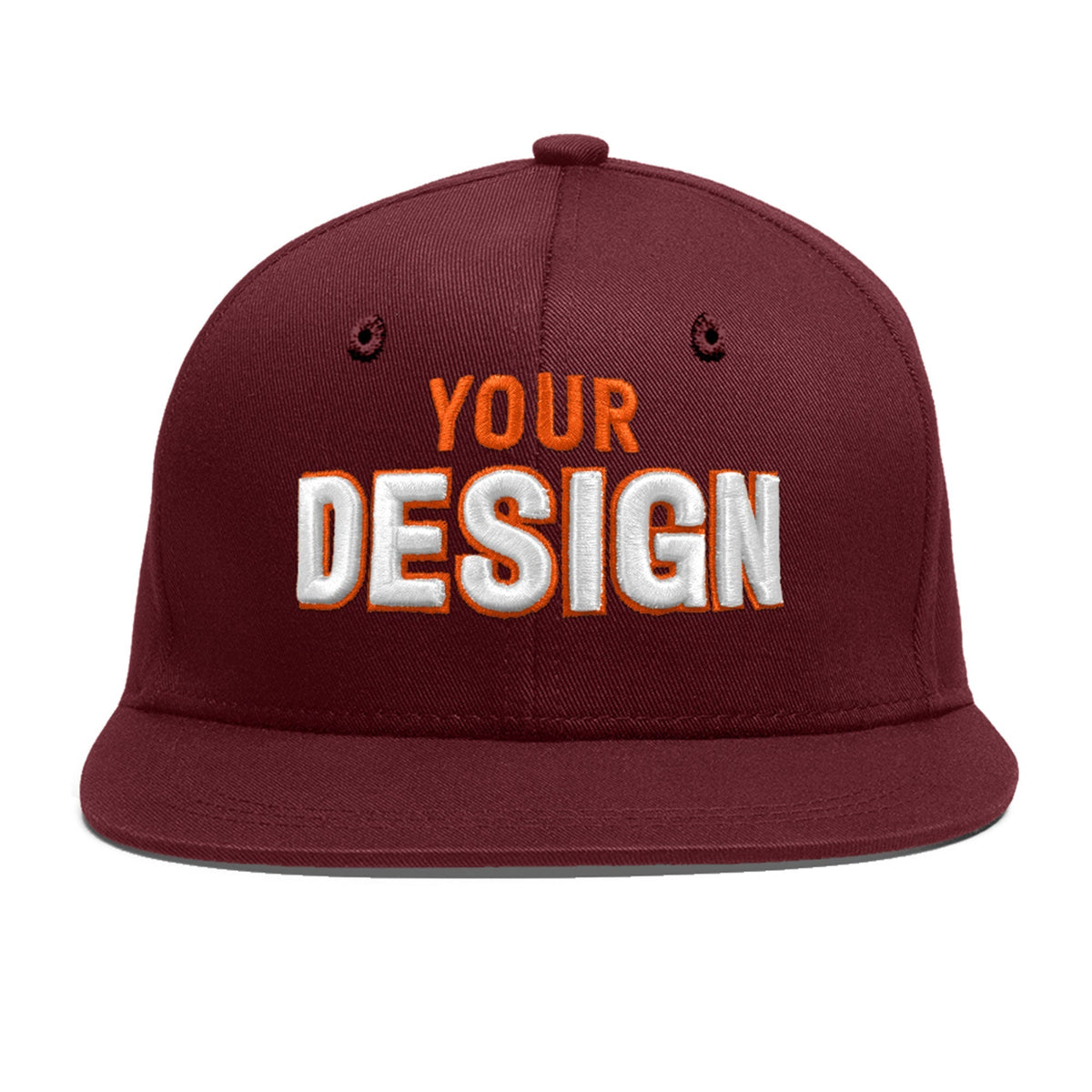 Custom Maroon 3D Puff Embroidery Flat Embroidery Casual Sport Baseball Cap