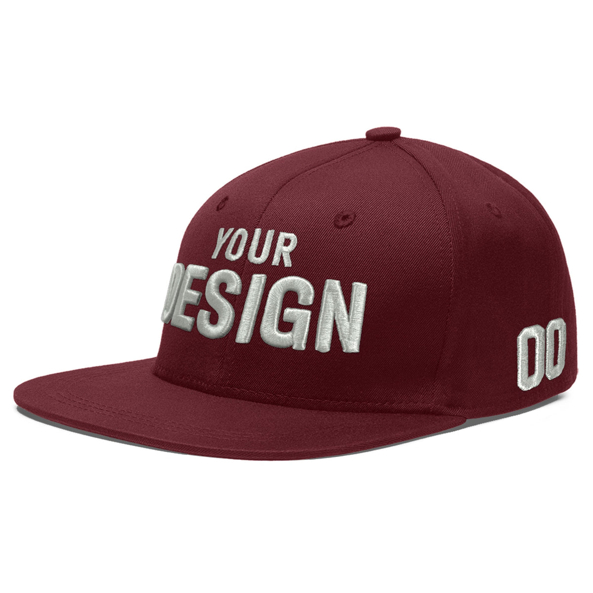 Custom Maroon 3D Puff Embroidery Flat Embroidery Casual Sport Baseball Cap