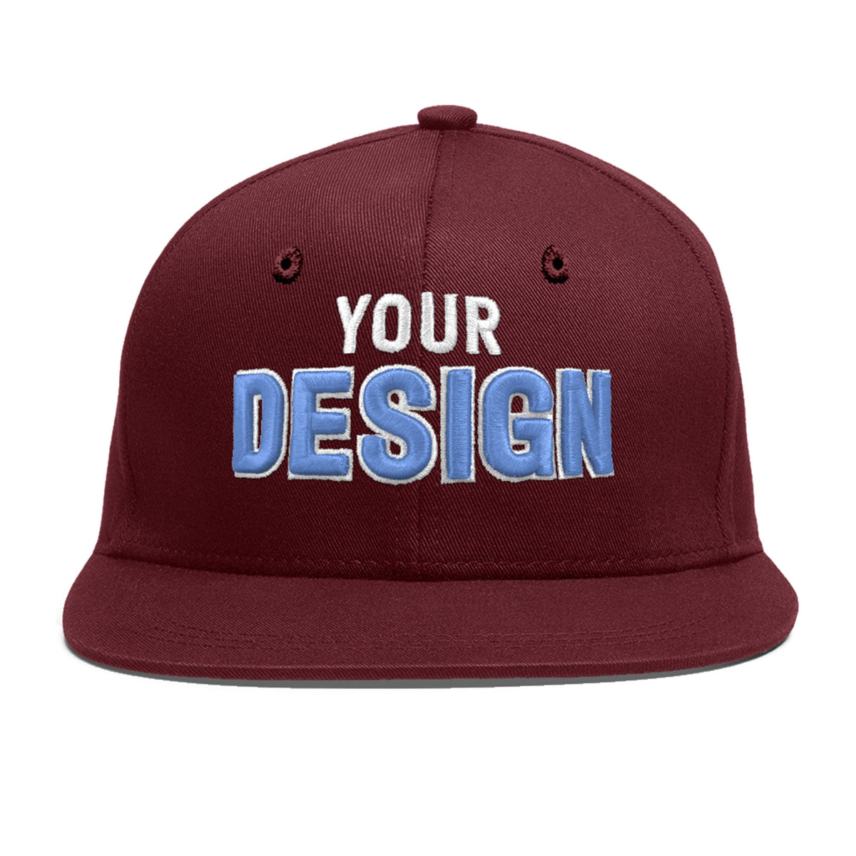 Custom Maroon 3D Puff Embroidery Flat Embroidery Casual Sport Baseball Cap