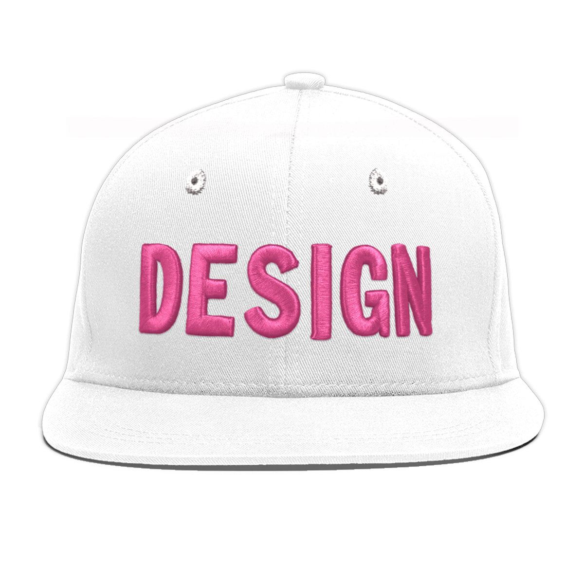 Custom White 3D Puff Embroidery Flat Embroidery Casual Sport Baseball Cap