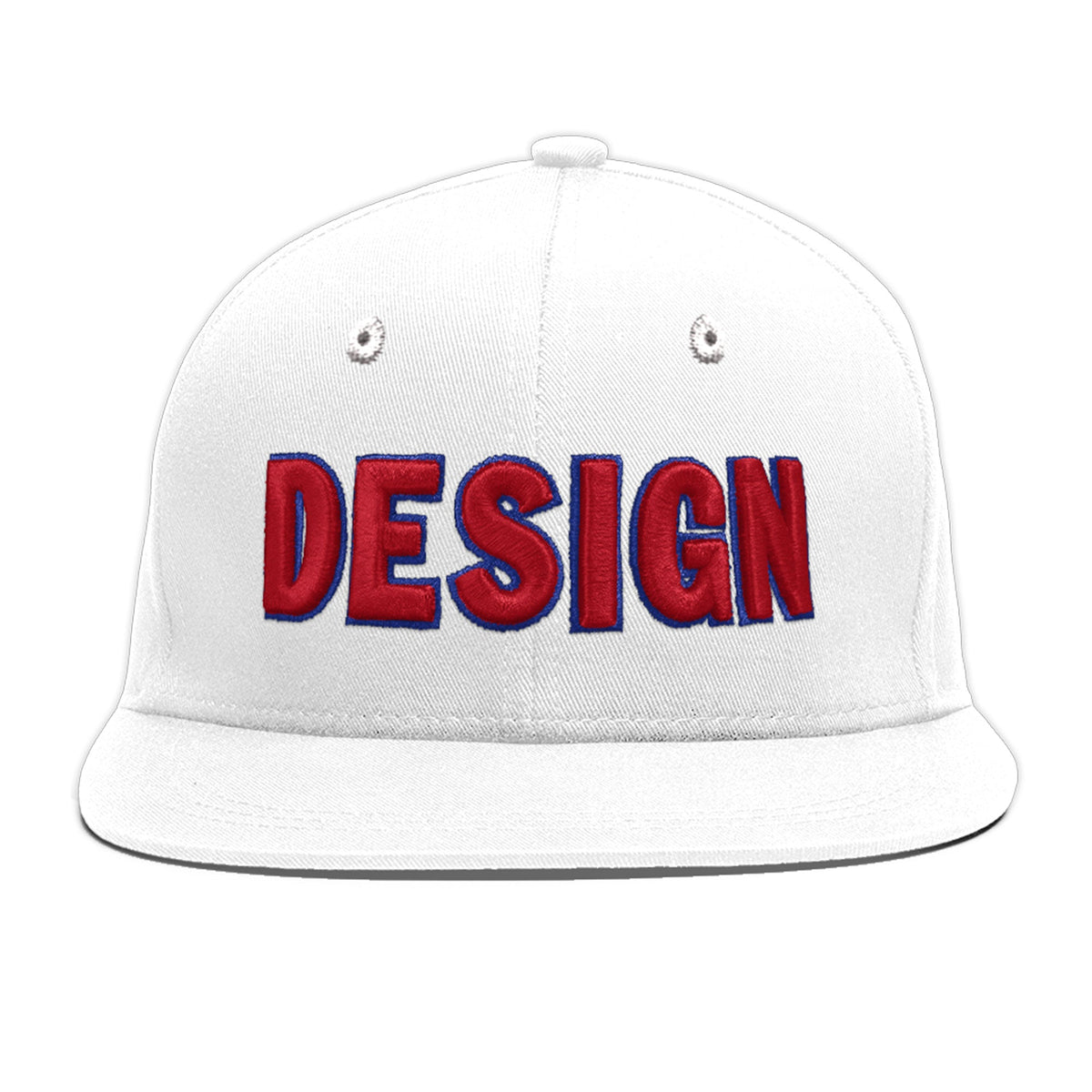 Custom White 3D Puff Embroidery Flat Embroidery Casual Sport Baseball Cap