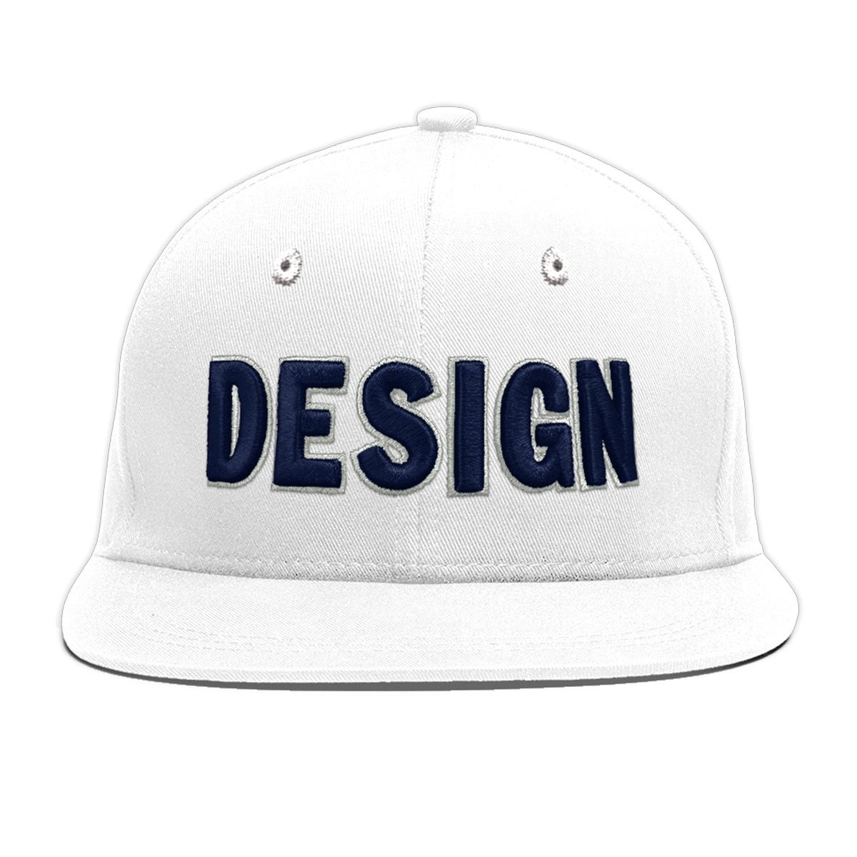 Custom White 3D Puff Embroidery Flat Embroidery Casual Sport Baseball Cap