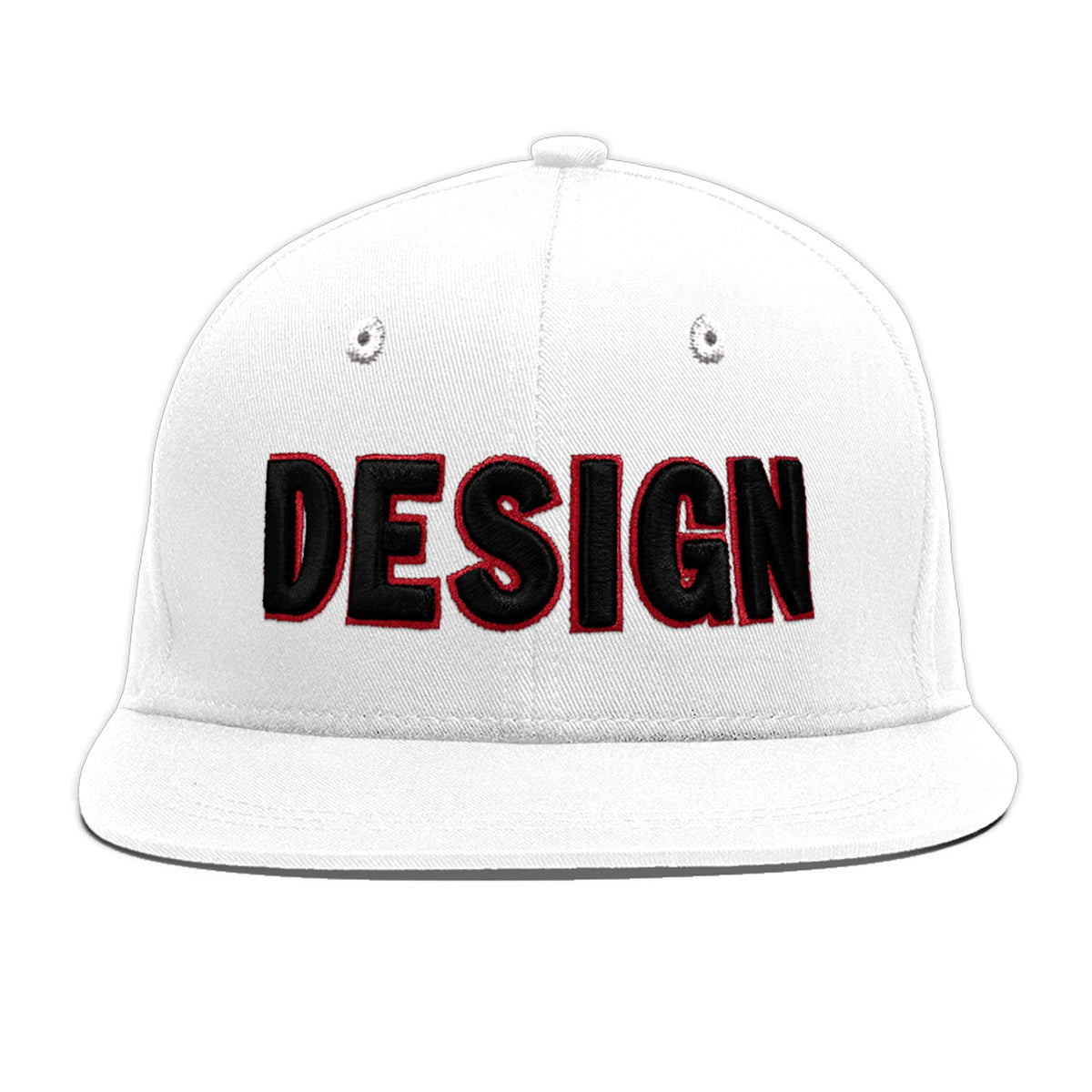Custom White 3D Puff Embroidery Flat Embroidery Casual Sport Baseball Cap