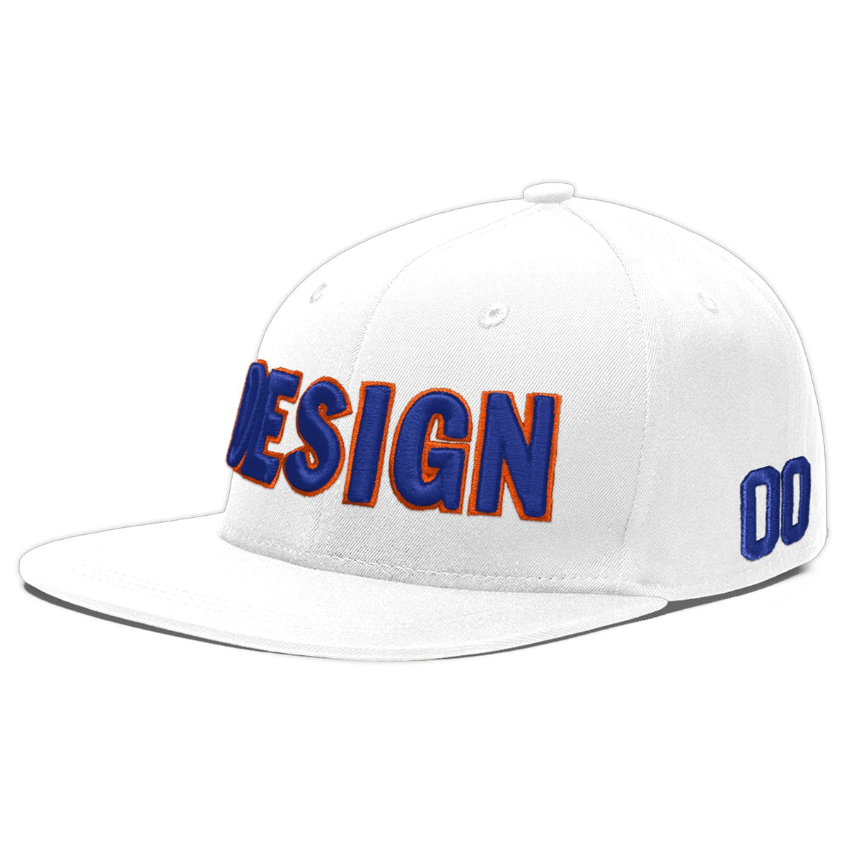 Custom White 3D Puff Embroidery Flat Embroidery Casual Sport Baseball Cap