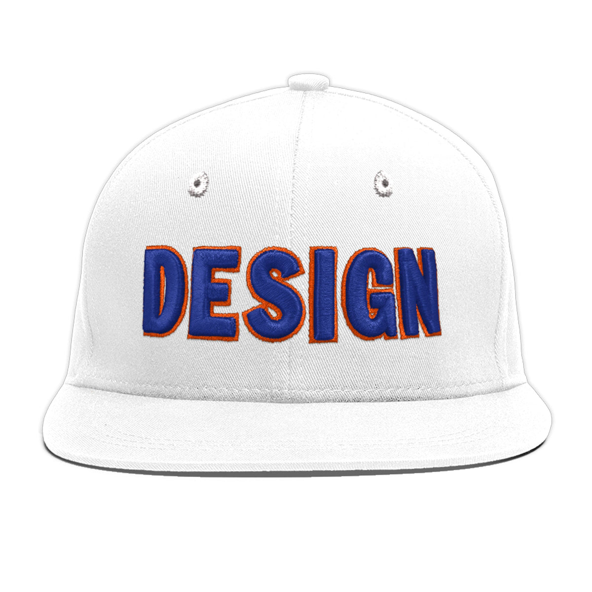 Custom White 3D Puff Embroidery Flat Embroidery Casual Sport Baseball Cap