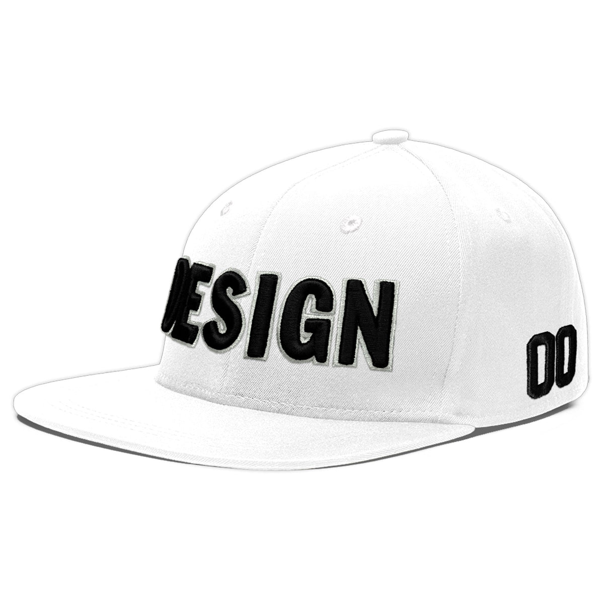 Custom White 3D Puff Embroidery Flat Embroidery Casual Sport Baseball Cap