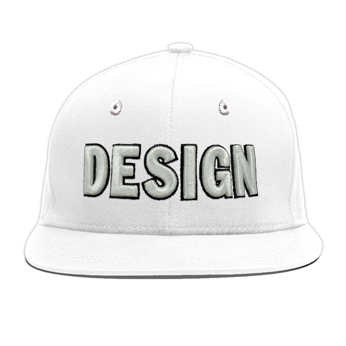 Custom White 3D Puff Embroidery Flat Embroidery Casual Sport Baseball Cap
