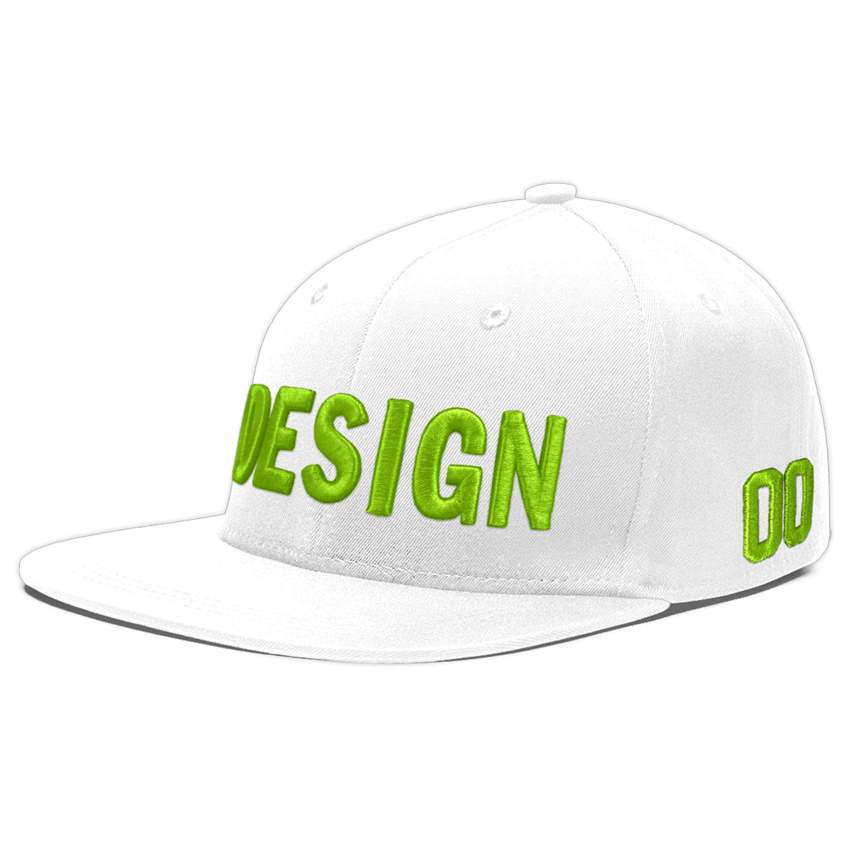 Custom White 3D Puff Embroidery Flat Embroidery Casual Sport Baseball Cap