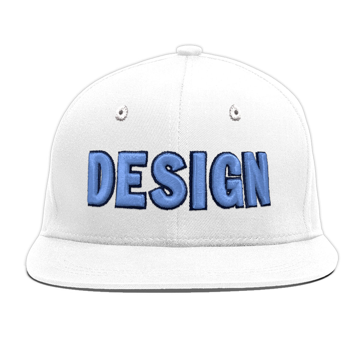 Custom White 3D Puff Embroidery Flat Embroidery Casual Sport Baseball Cap