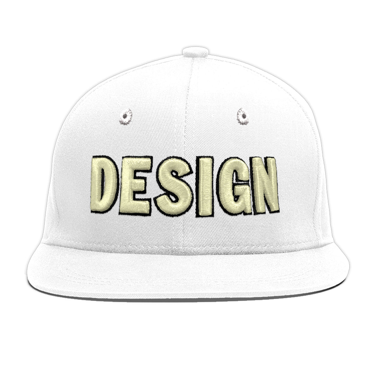 Custom White 3D Puff Embroidery Flat Embroidery Casual Sport Baseball Cap