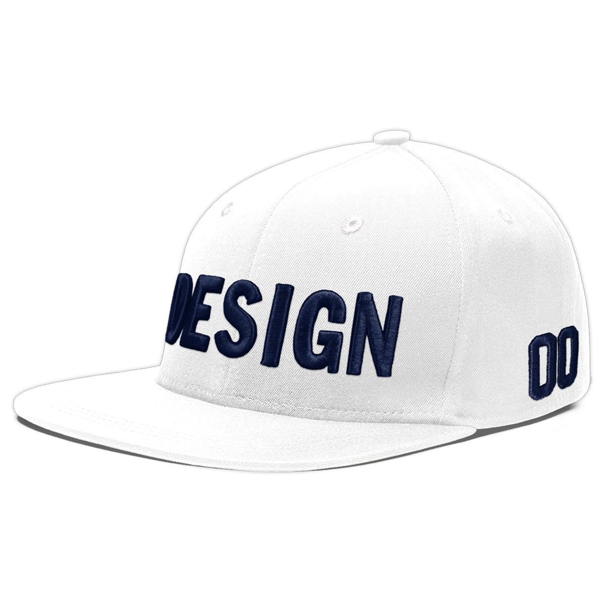 Custom White 3D Puff Embroidery Flat Embroidery Casual Sport Baseball Cap