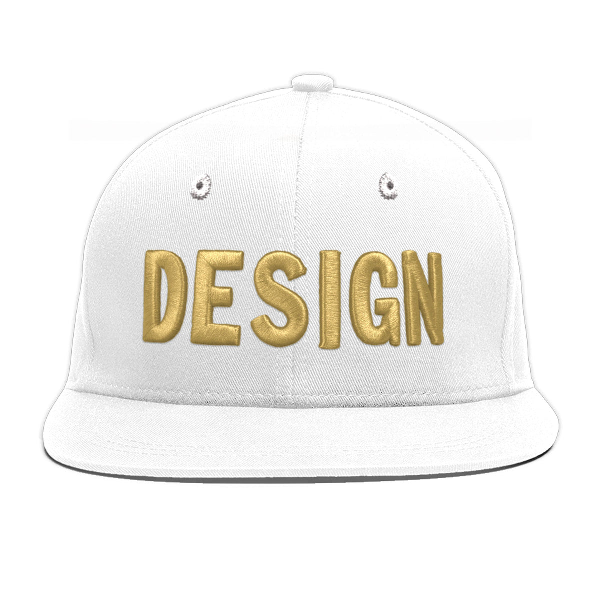 Custom White 3D Puff Embroidery Flat Embroidery Casual Sport Baseball Cap