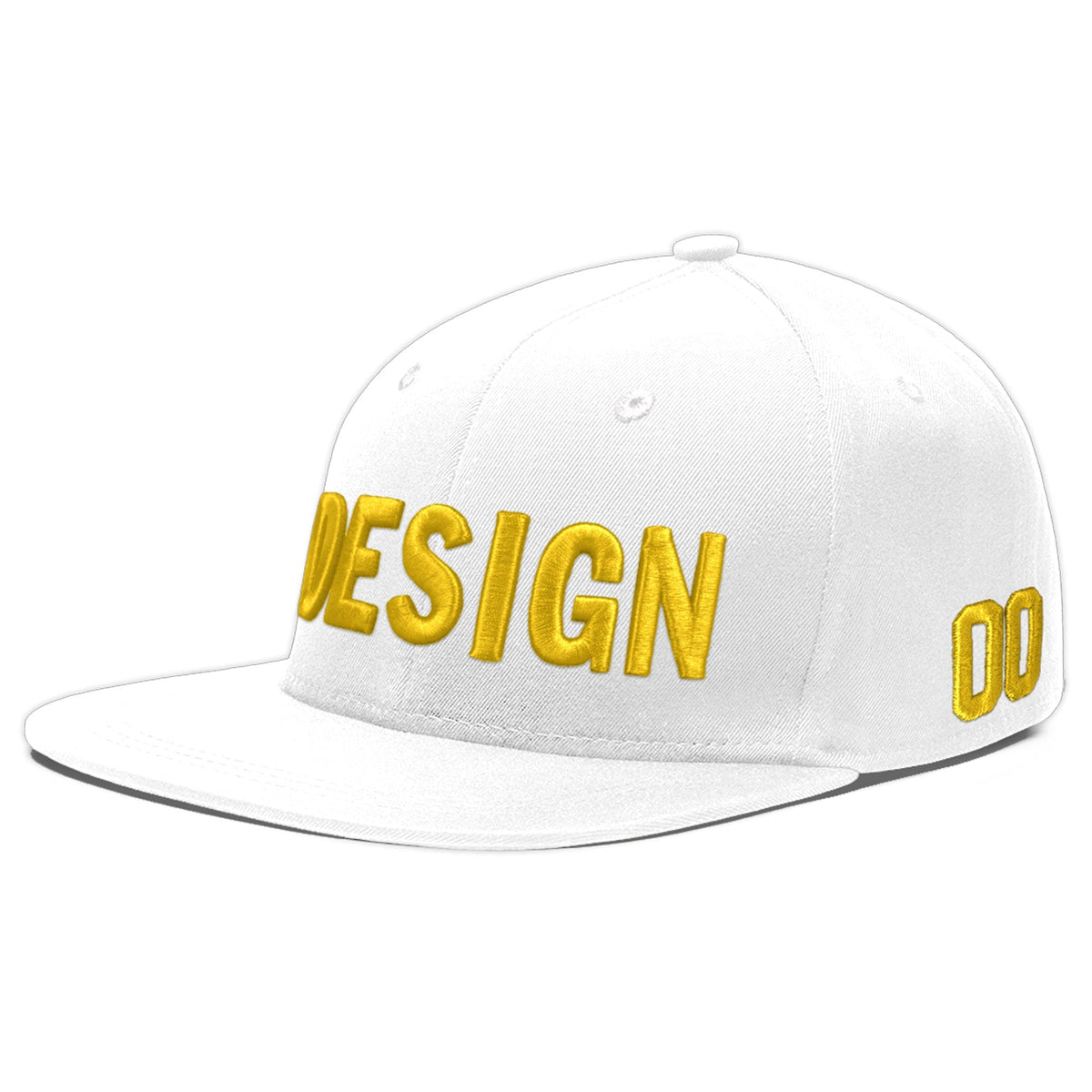 Custom White 3D Puff Embroidery Flat Embroidery Casual Sport Baseball Cap
