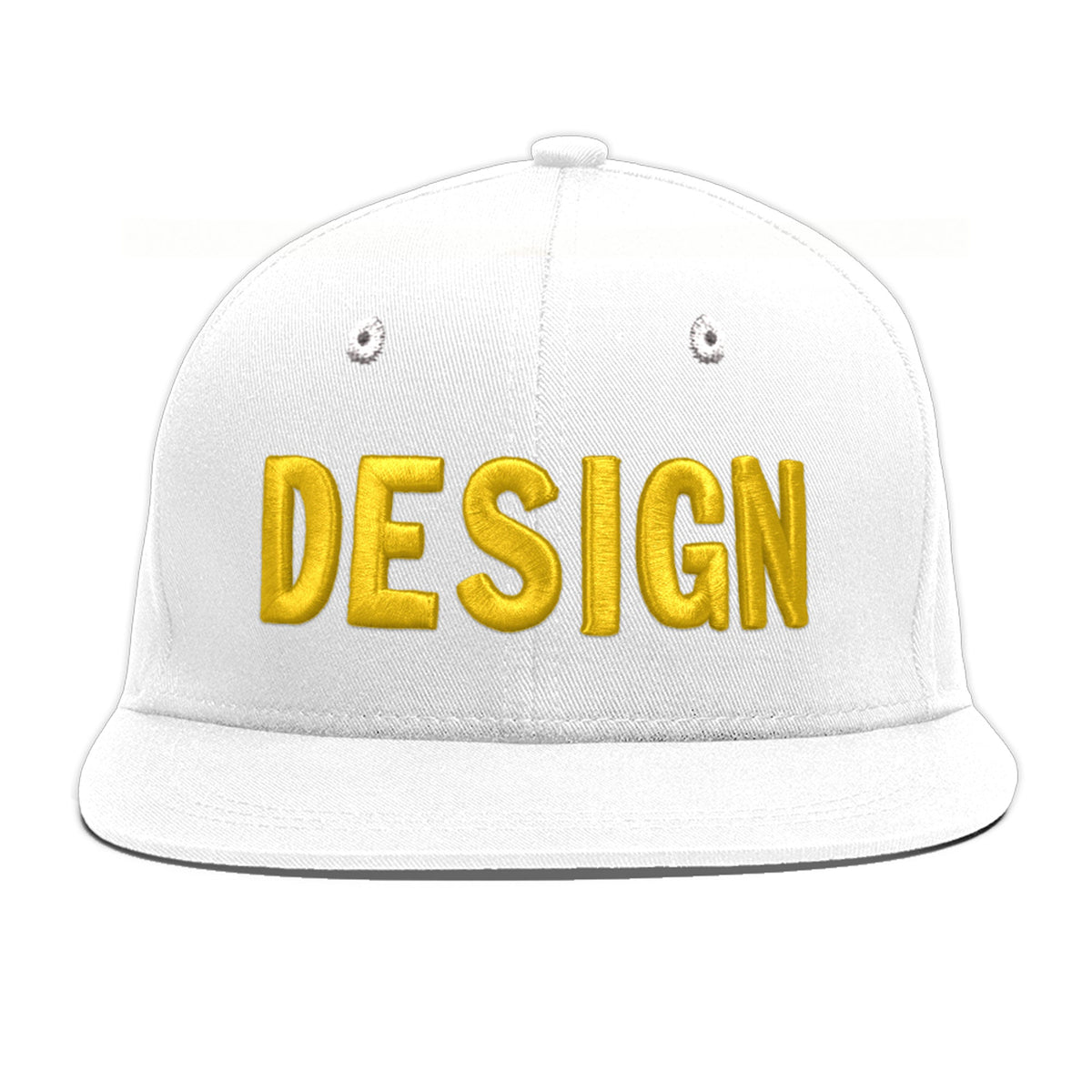 Custom White 3D Puff Embroidery Flat Embroidery Casual Sport Baseball Cap