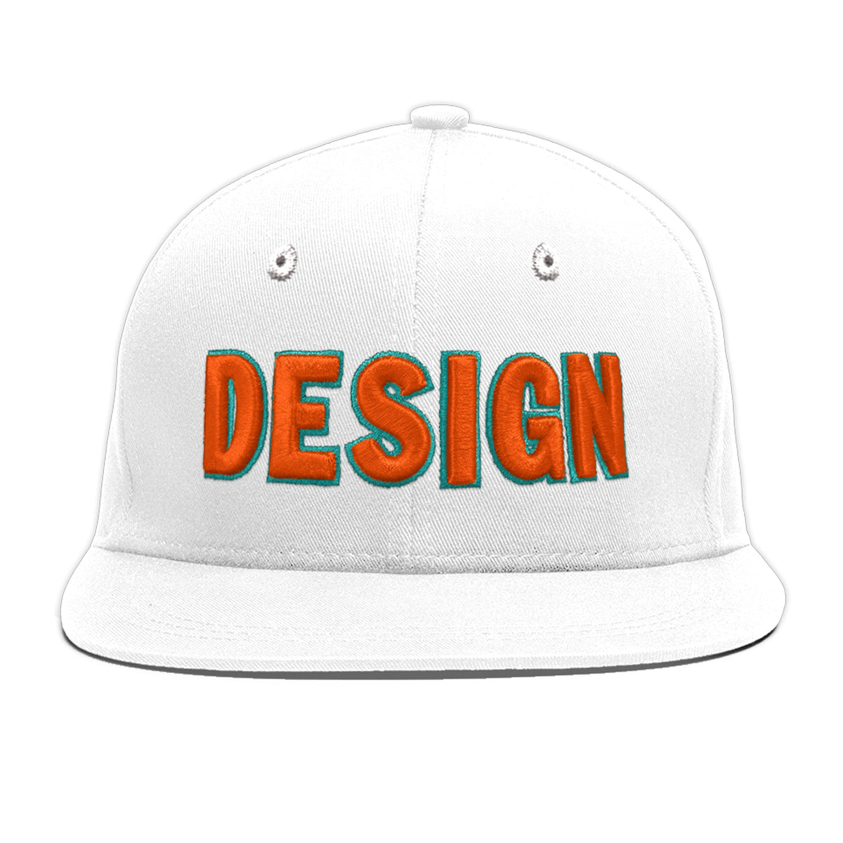 Custom White 3D Puff Embroidery Flat Embroidery Casual Sport Baseball Cap