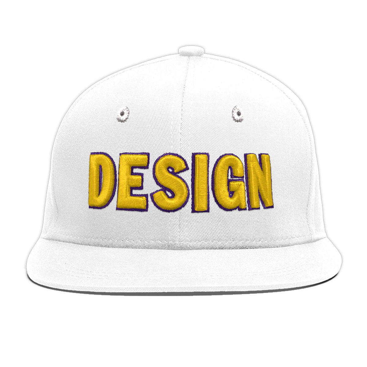 Custom White 3D Puff Embroidery Flat Embroidery Casual Sport Baseball Cap