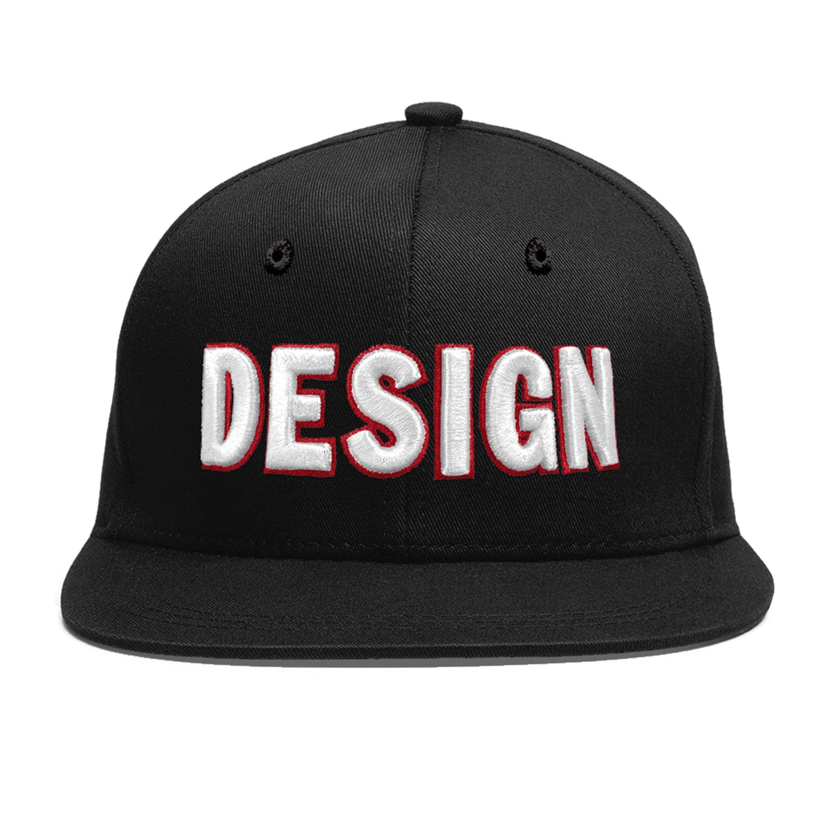 Custom Black 3D Puff Embroidery Flat Embroidery Casual Sport Baseball Cap