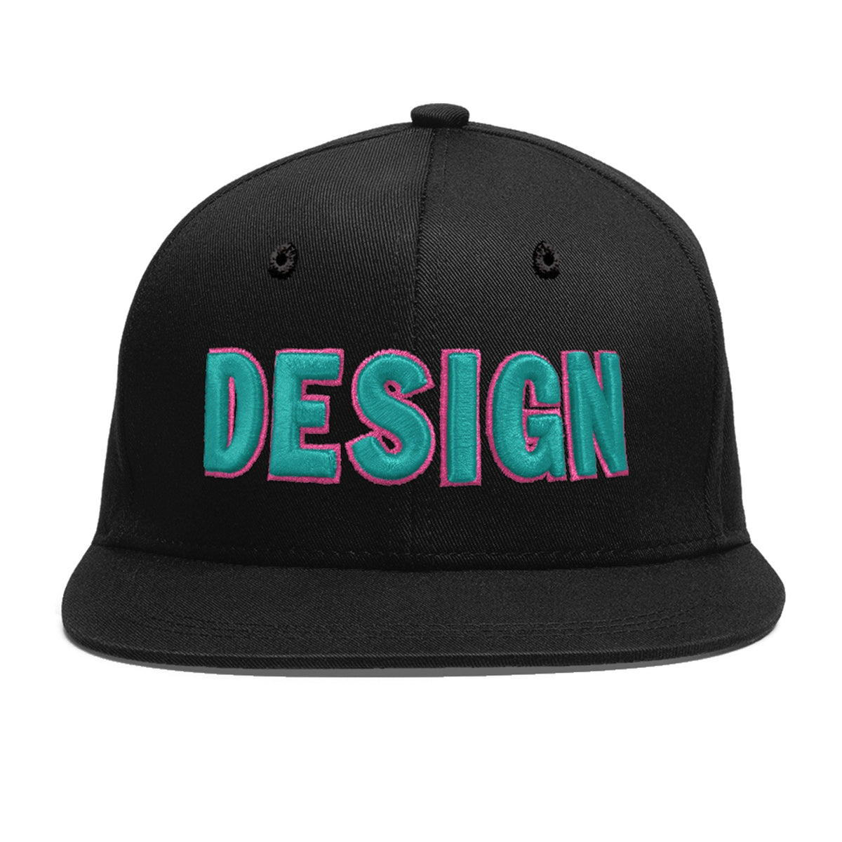 Custom Black 3D Puff Embroidery Flat Embroidery Casual Sport Baseball Cap