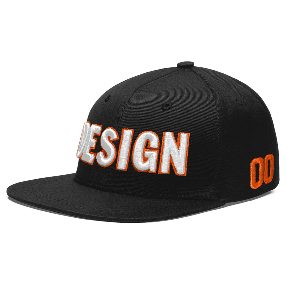 Custom Black 3D Puff Embroidery Flat Embroidery Casual Sport Baseball Cap