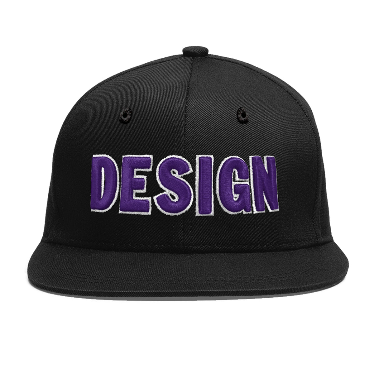 Custom Black 3D Puff Embroidery Flat Embroidery Casual Sport Baseball Cap