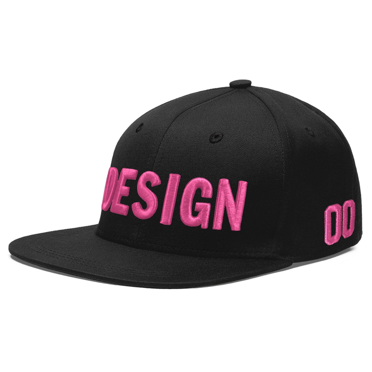 Custom Black 3D Puff Embroidery Flat Embroidery Casual Sport Baseball Cap