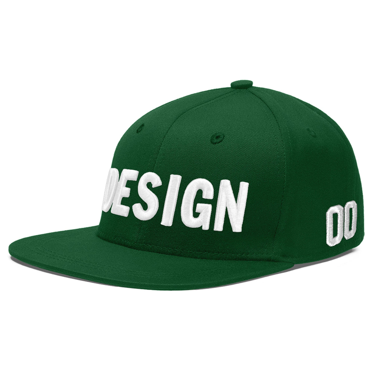 Custom Green 3D Puff Embroidery Flat Embroidery Casual Sport Baseball Cap