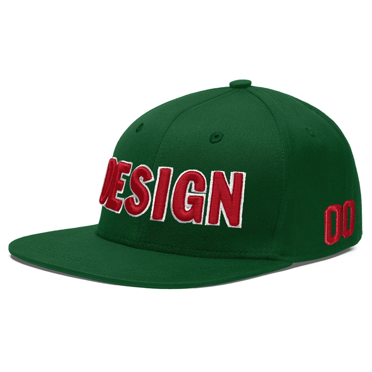 Custom Green 3D Puff Embroidery Flat Embroidery Casual Sport Baseball Cap