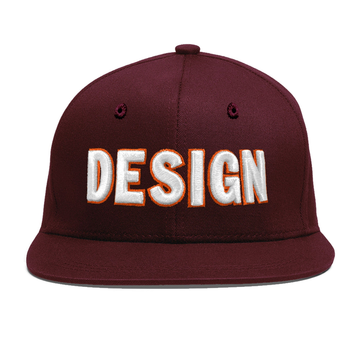 Custom Burgundy 3D Puff Embroidery Flat Embroidery Casual Sport Baseball Cap