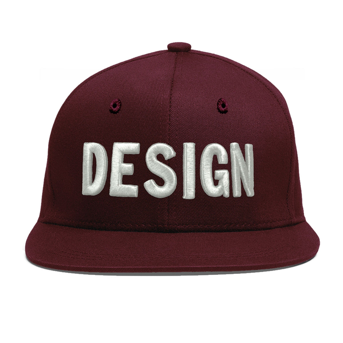 Custom Burgundy 3D Puff Embroidery Flat Embroidery Casual Sport Baseball Cap