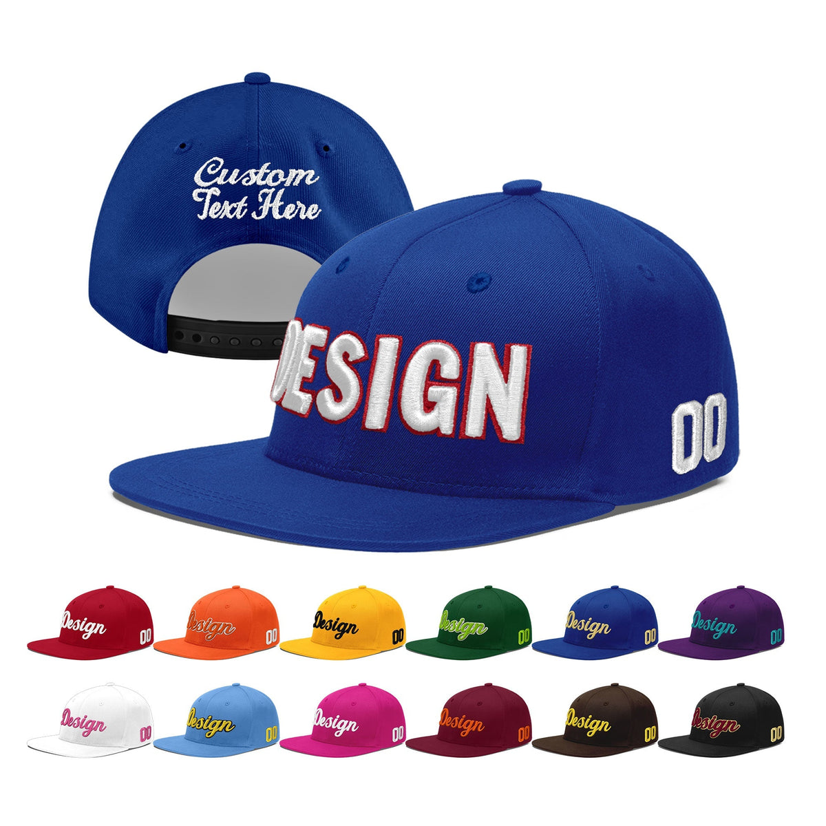 Custom Royal 3D Puff Embroidery Flat Embroidery Casual Sport Baseball Cap