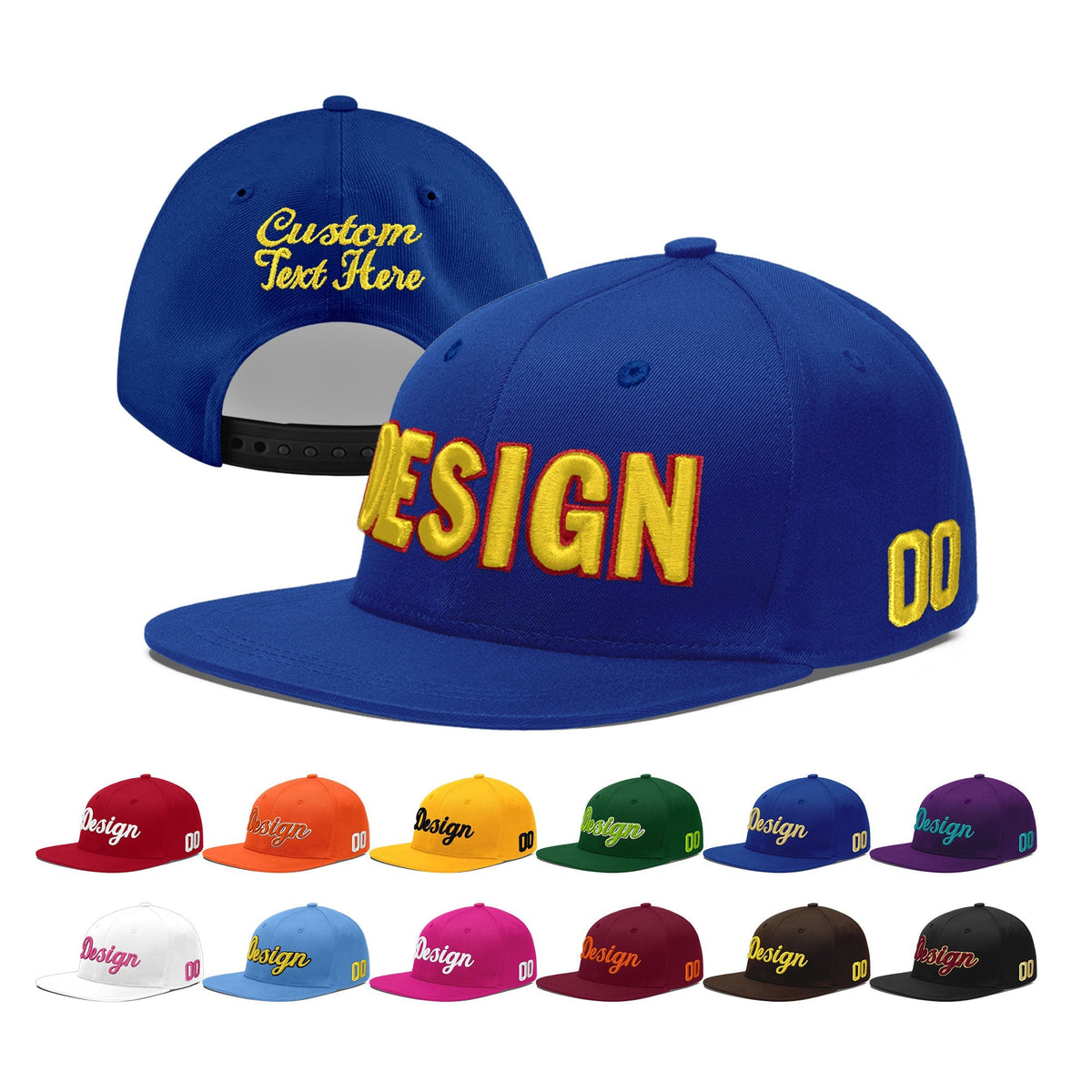 Custom Royal 3D Puff Embroidery Flat Embroidery Casual Sport Baseball Cap