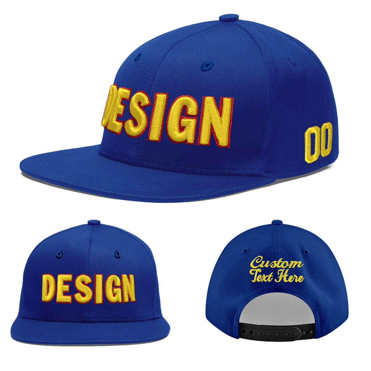 Custom Royal 3D Puff Embroidery Flat Embroidery Casual Sport Baseball Cap