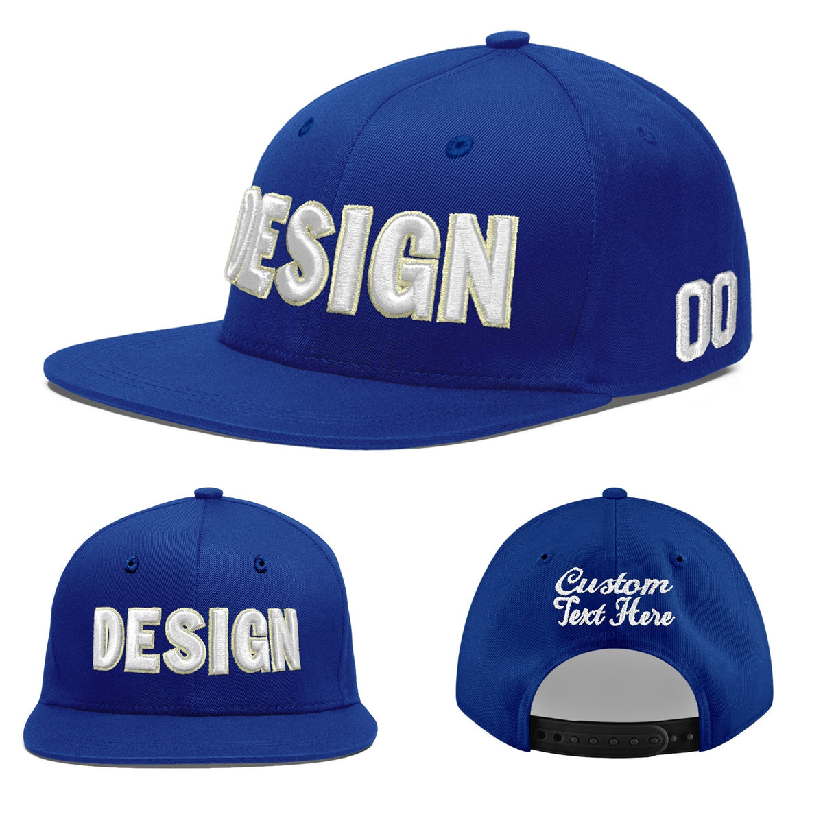 Custom Royal 3D Puff Embroidery Flat Embroidery Casual Sport Baseball Cap