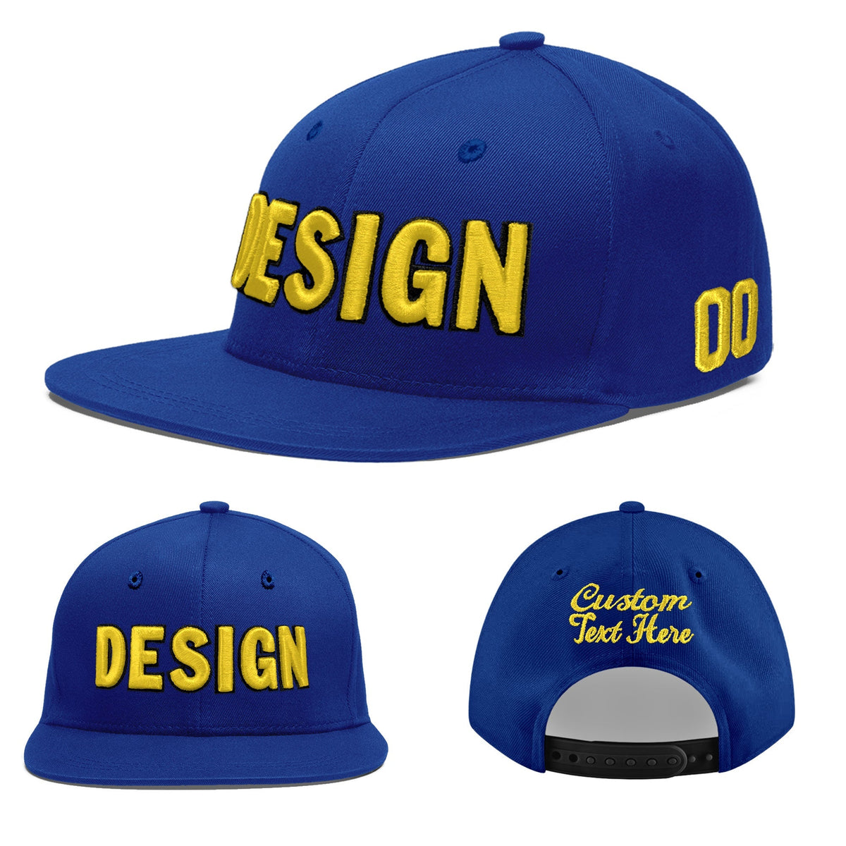 Custom Royal 3D Puff Embroidery Flat Embroidery Casual Sport Baseball Cap