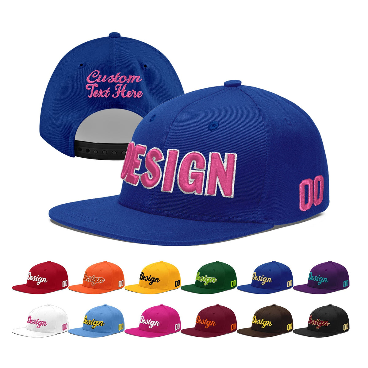 Custom Royal 3D Puff Embroidery Flat Embroidery Casual Sport Baseball Cap