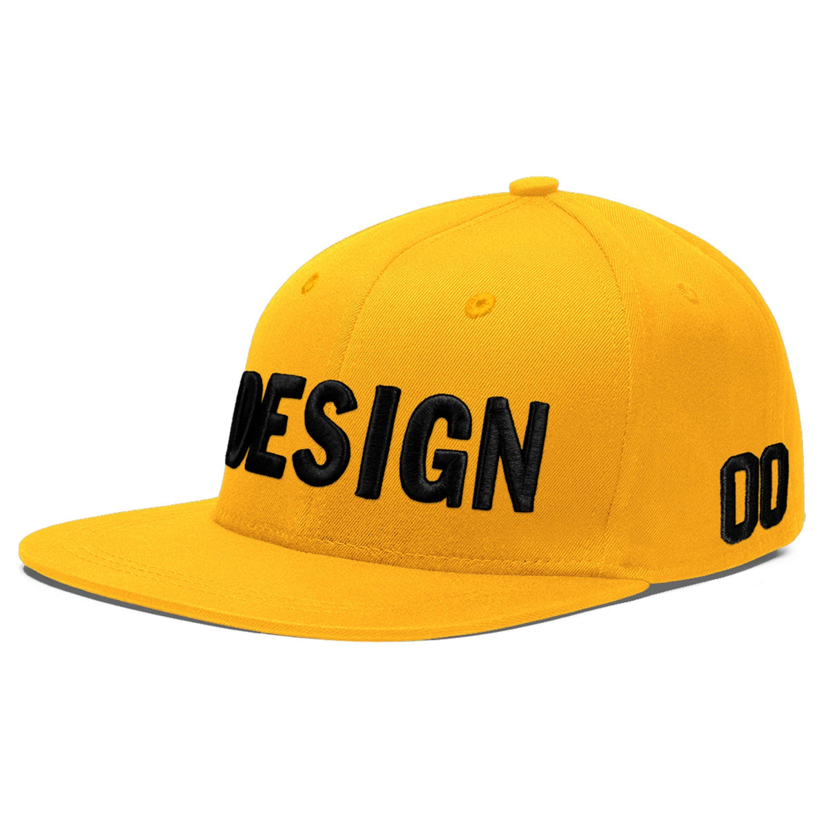 Custom Yellow 3D Puff Embroidery Flat Embroidery Casual Sport Baseball Cap