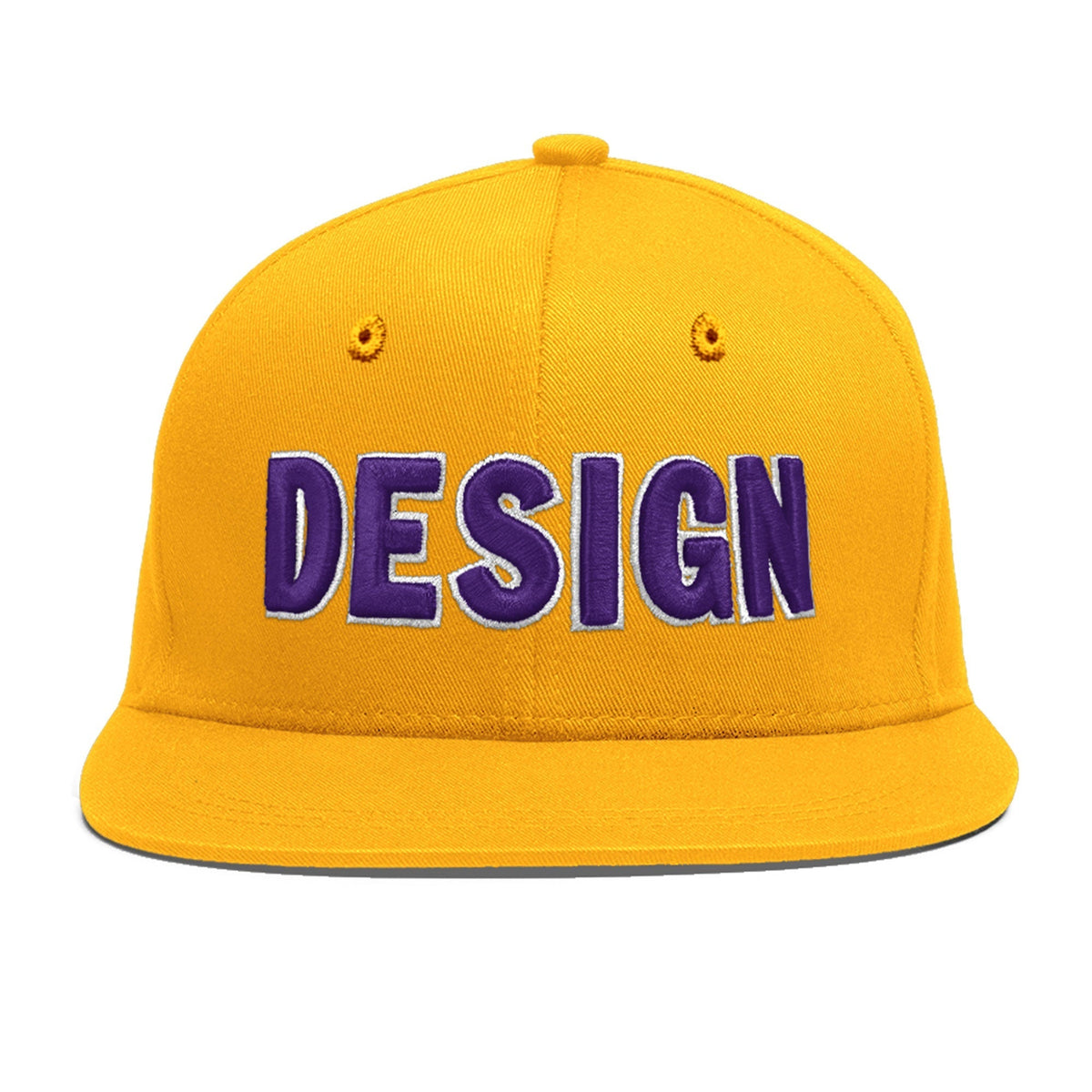Custom Yellow 3D Puff Embroidery Flat Embroidery Casual Sport Baseball Cap