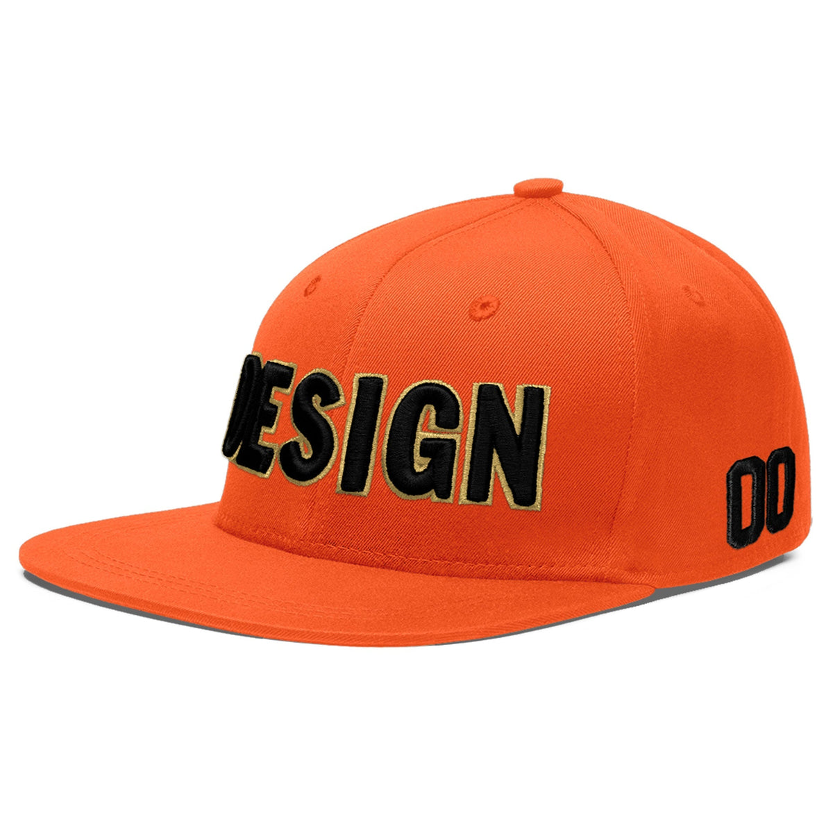 Custom Orange 3D Puff Embroidery Flat Embroidery Casual Sport Baseball Cap