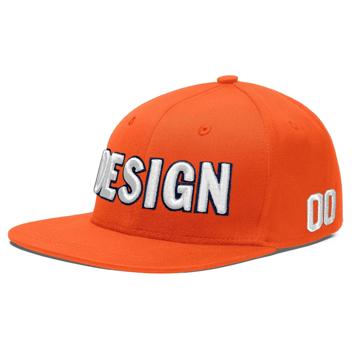 Custom Orange 3D Puff Embroidery Flat Embroidery Casual Sport Baseball Cap