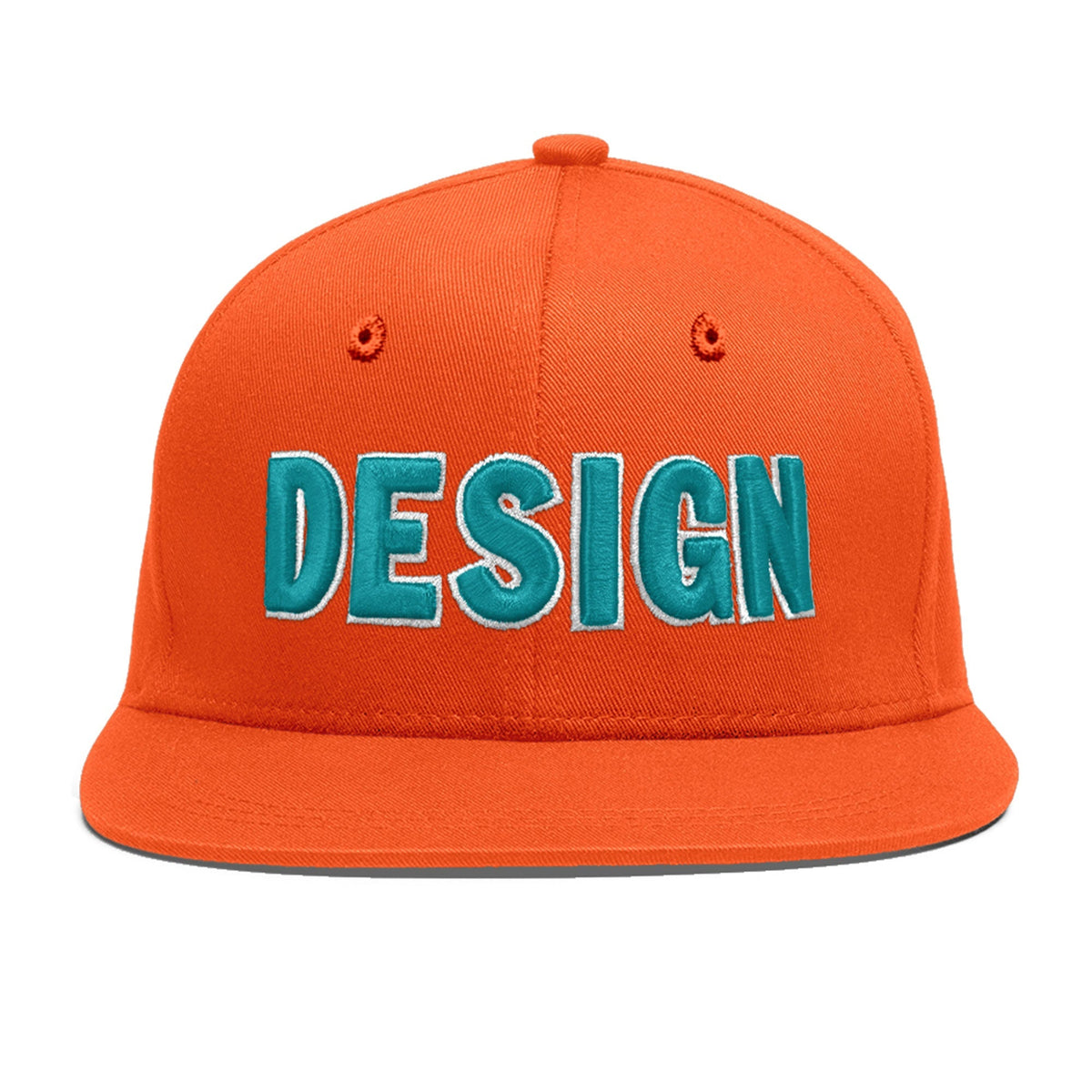 Custom Orange 3D Puff Embroidery Flat Embroidery Casual Sport Baseball Cap