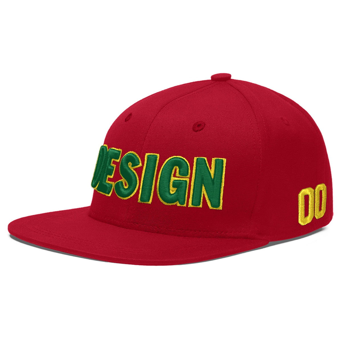 Custom Red 3D Puff Embroidery Flat Embroidery Casual Sport Baseball Cap