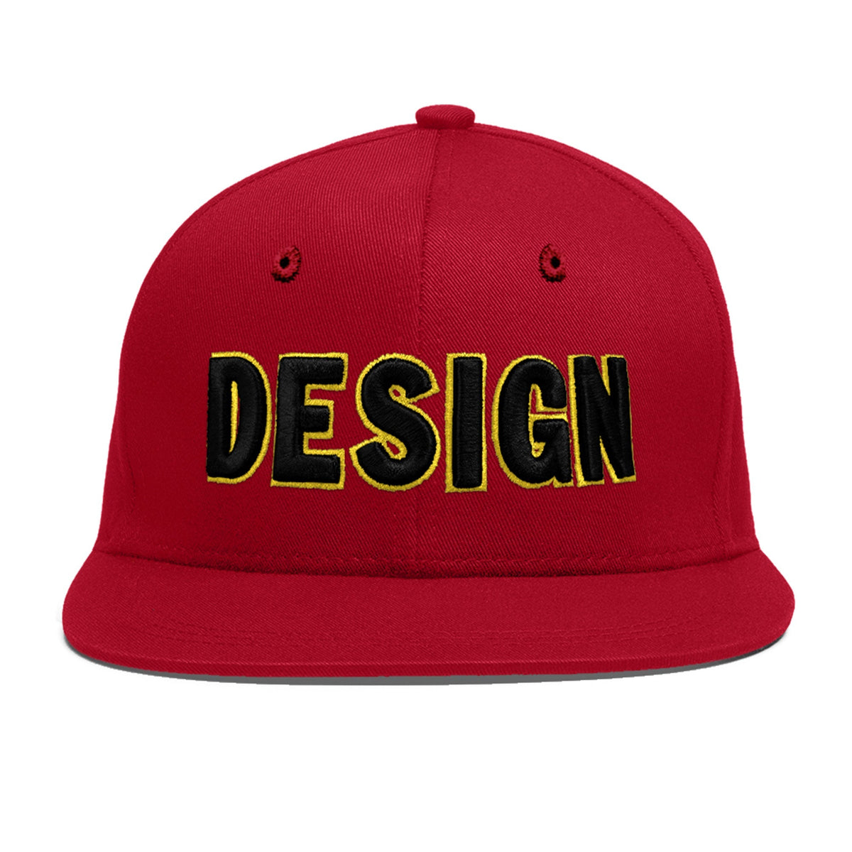 Custom Red 3D Puff Embroidery Flat Embroidery Casual Sport Baseball Cap