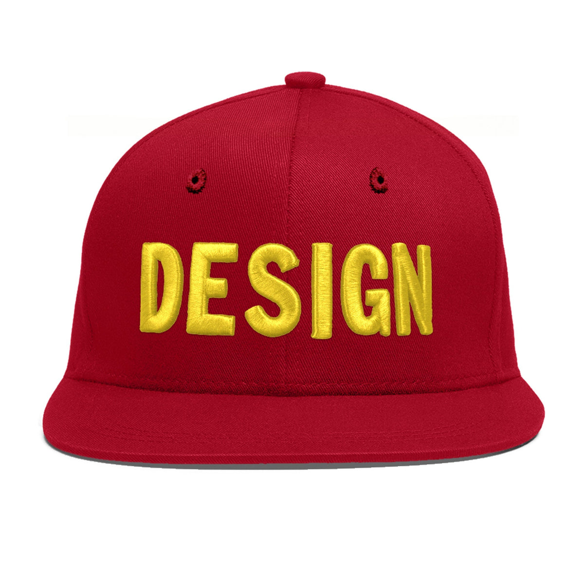 Custom Red 3D Puff Embroidery Flat Embroidery Casual Sport Baseball Cap