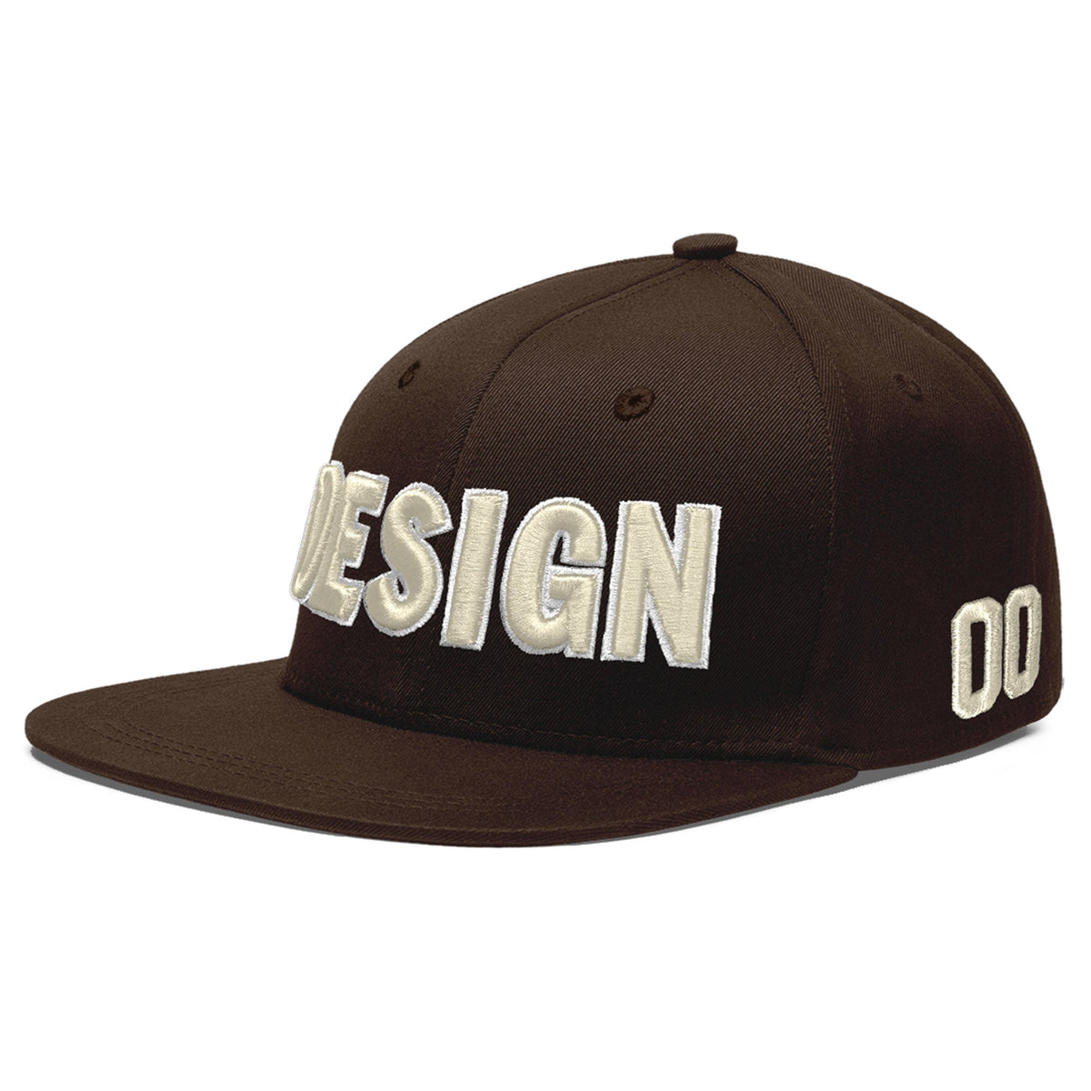 Custom Brown 3D Puff Embroidery Flat Embroidery Casual Sport Baseball Cap