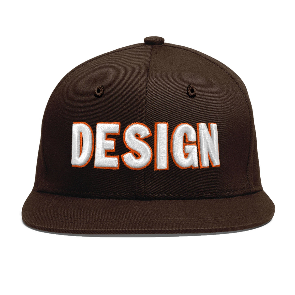 Custom Brown 3D Puff Embroidery Flat Embroidery Casual Sport Baseball Cap