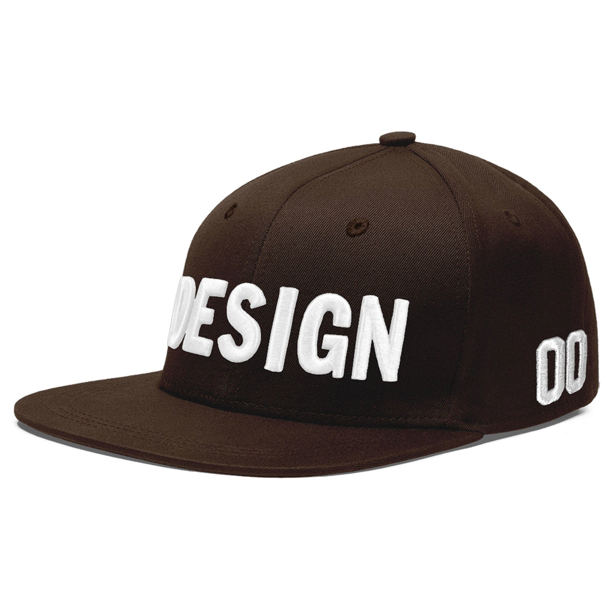 Custom Brown 3D Puff Embroidery Flat Embroidery Casual Sport Baseball Cap