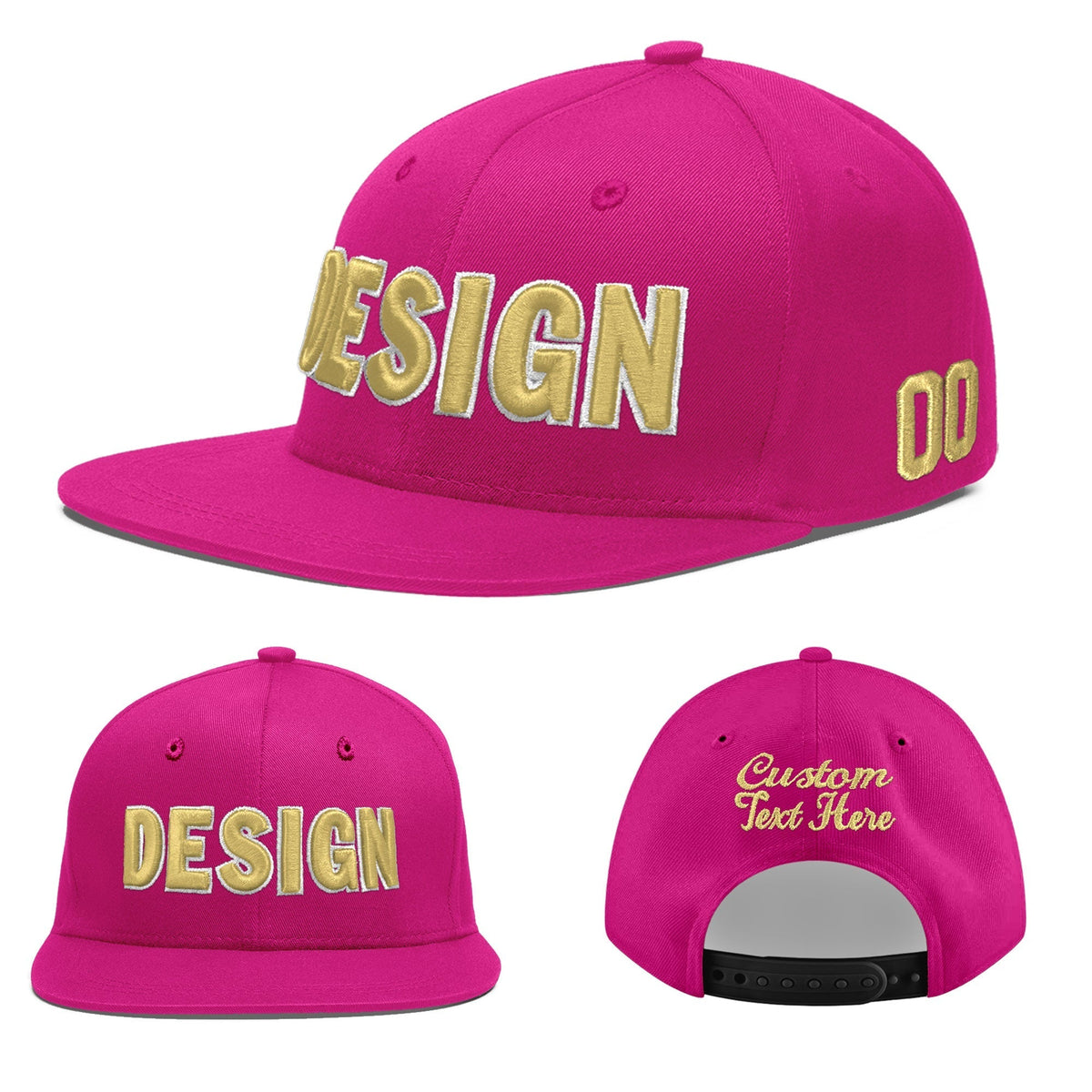 Custom Rose Red 3D Puff Embroidery Flat Embroidery Casual Sport Baseball Cap
